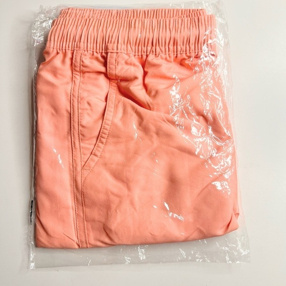 Women’s beach short unisex men swim salmon color solid orange trunk S. - Picture 6 of 13